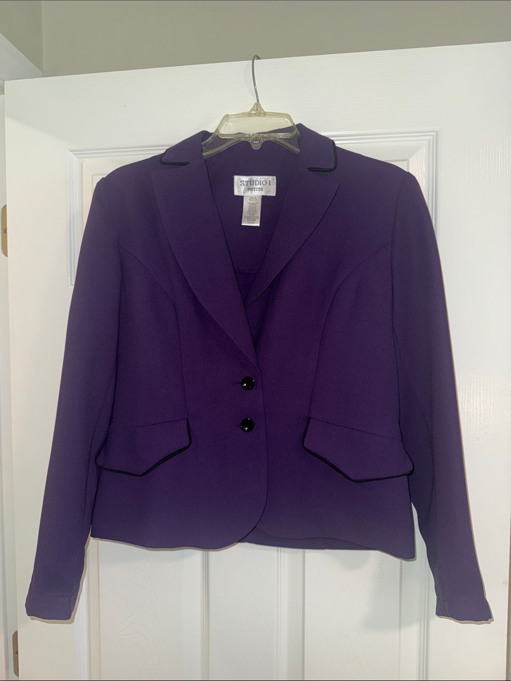 Studio I Deep Purple Tailored Blazer with Contrast Trim